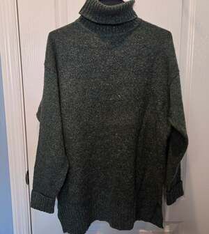 Vintage Wool Express Tricot green multicolor Turtleneck sz S tunic